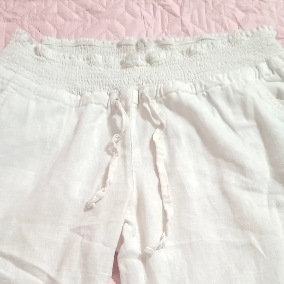 White Women's Linen Pants - Picture 1 of 5